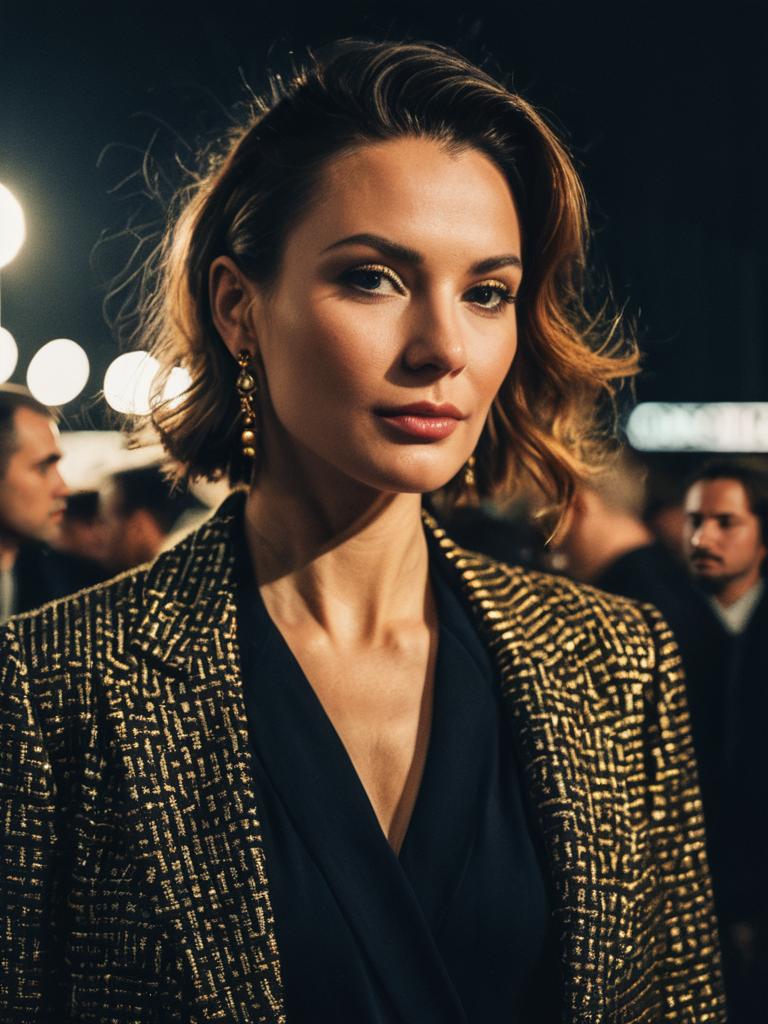 Elegant Woman in Designer Clothing at Fashion Festival Portrait