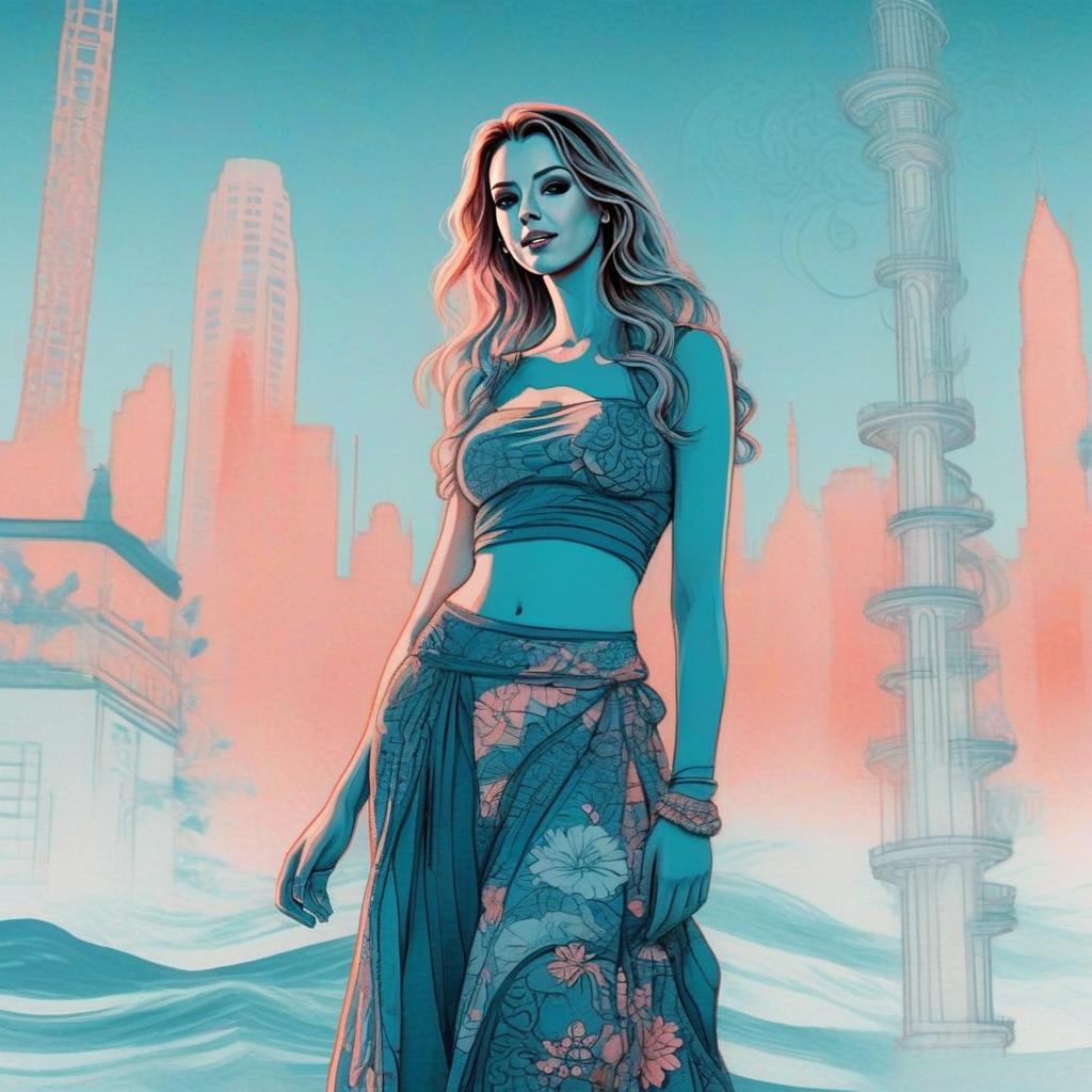 Confident Woman in Futuristic Cityscape Confident Woman in Futuristic Cityscape