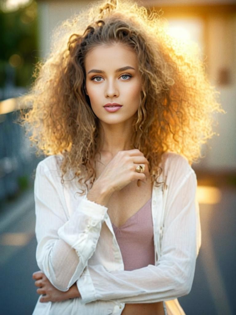 Confident Woman with Curly Hair