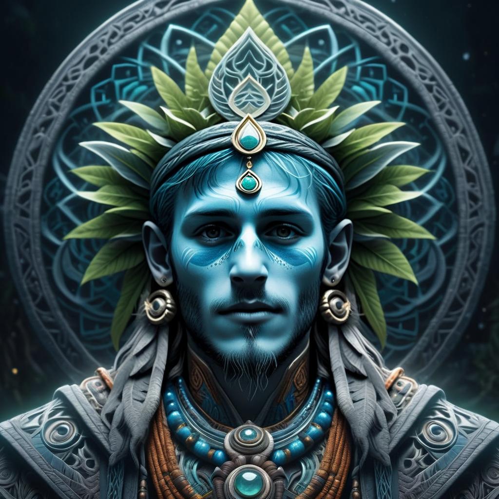 Fantasy Tribal Portrait with Jewelry and Face Paint