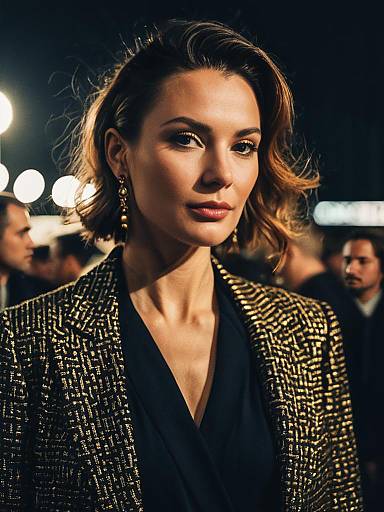 Elegant Woman in Designer Clothing at Fashion Festival Portrait