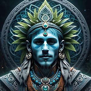 Fantasy Tribal Portrait with Jewelry and Face Paint