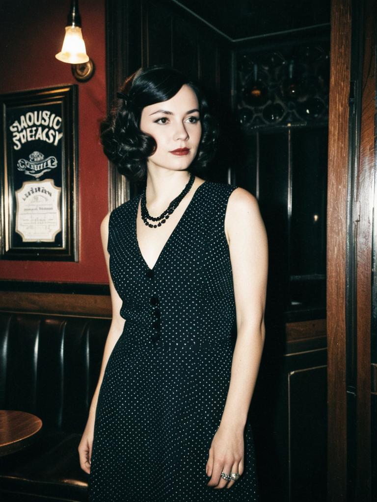Vintage Speakeasy Costume Woman in 1920s Style Dress