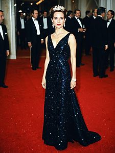 Elegant Woman in Black Sequin Gown on Red Carpet Gala