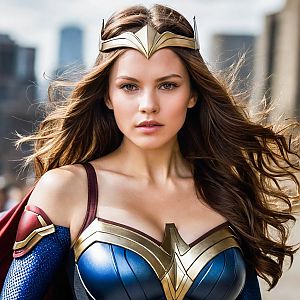 Confident Woman in Vibrant Warrior Costume