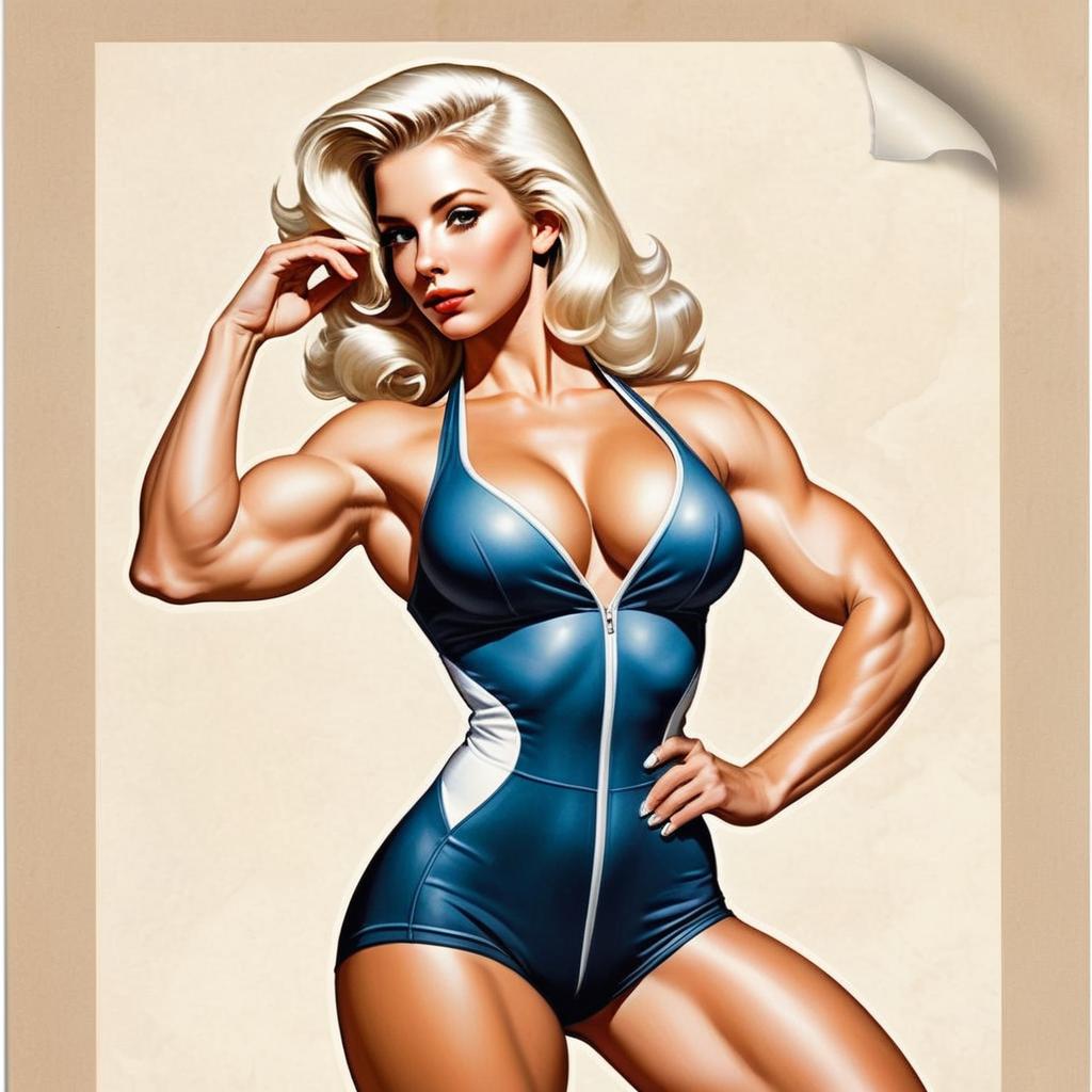 Muscular Woman in Blue Workout Suit Muscular Woman in Blue Workout Suit