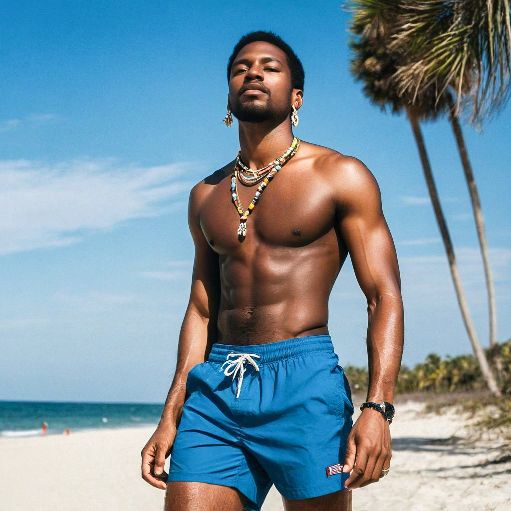 Confident Young Man on Sunny Beach Confident Young Man on Sunny Beach