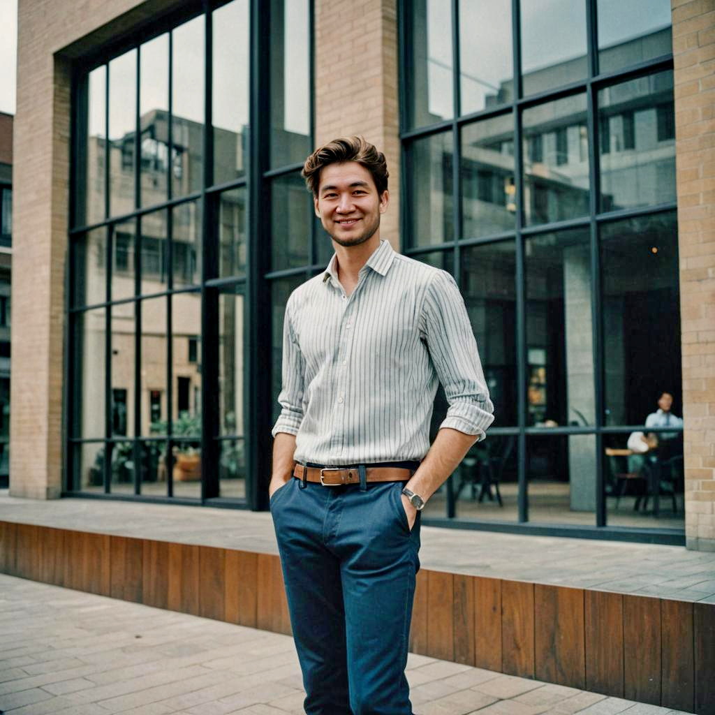 Stylish Young Man Outside Modern Building