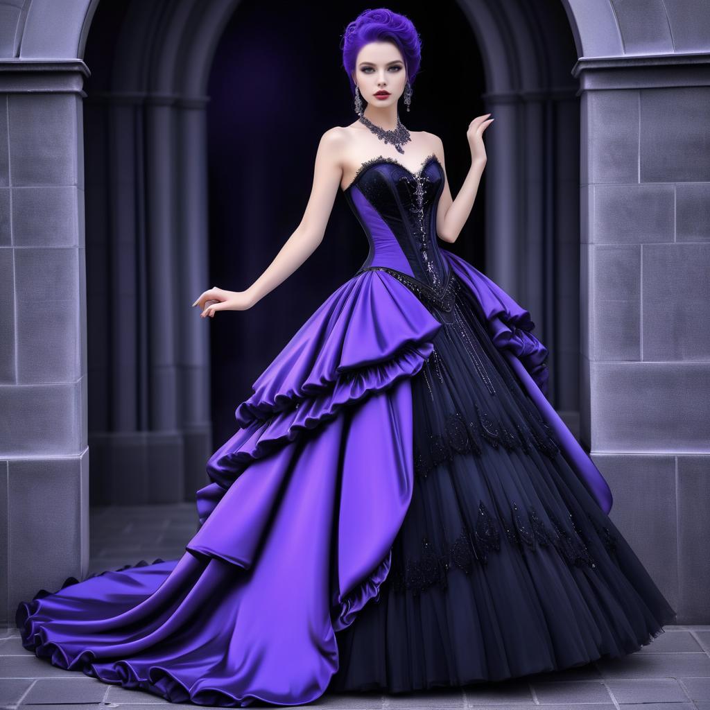 Elegant Woman in Luxurious Purple Gown