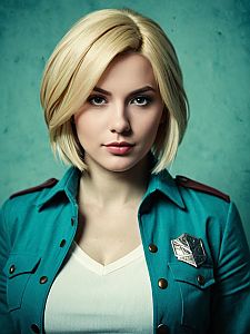 Realistic Cosplay Woman as Annie Leonhart from Attack on Titan