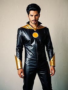 Man Wearing Realistic Mercury Black Costume Cosplay