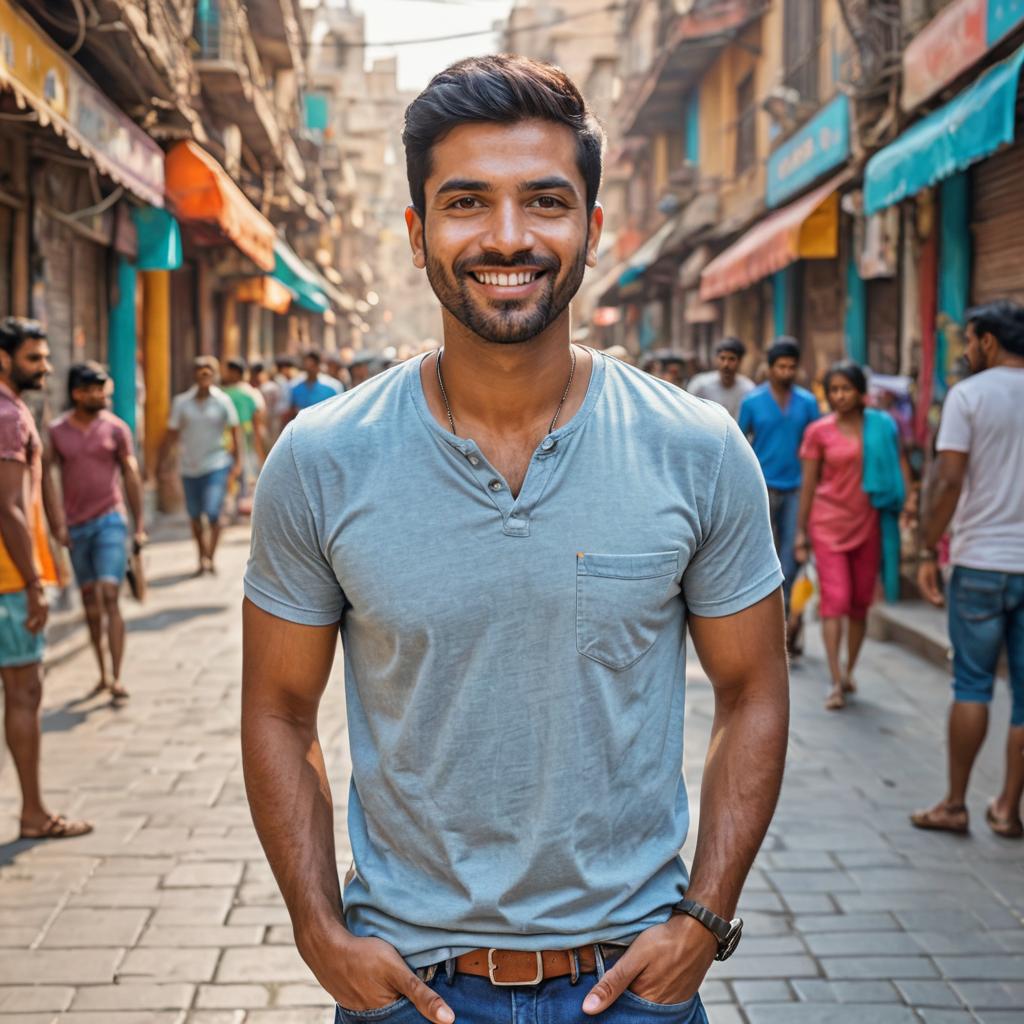 Indian Man Taking a Selfie in Traditional Culture