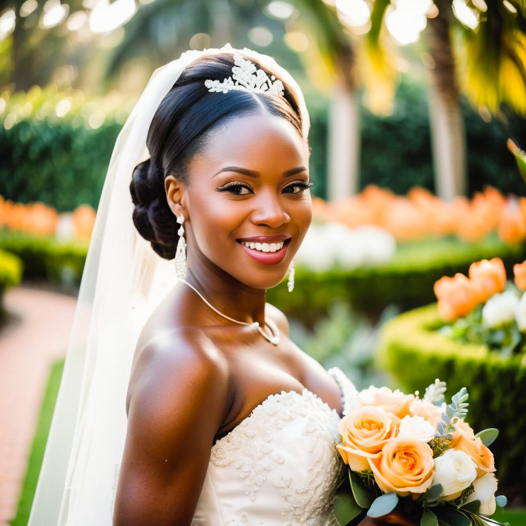 Radiant Bride in Strapless Gown with Bouquet