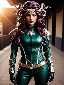 Man in Rider Medusa Cosplay Costume Realistic Photo