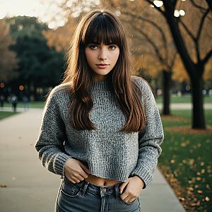 Young Woman in Autumn Park