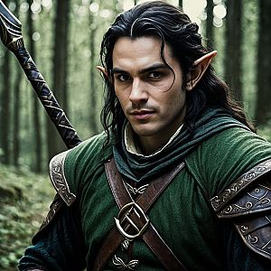 Fantasy Elf Warrior in Forest