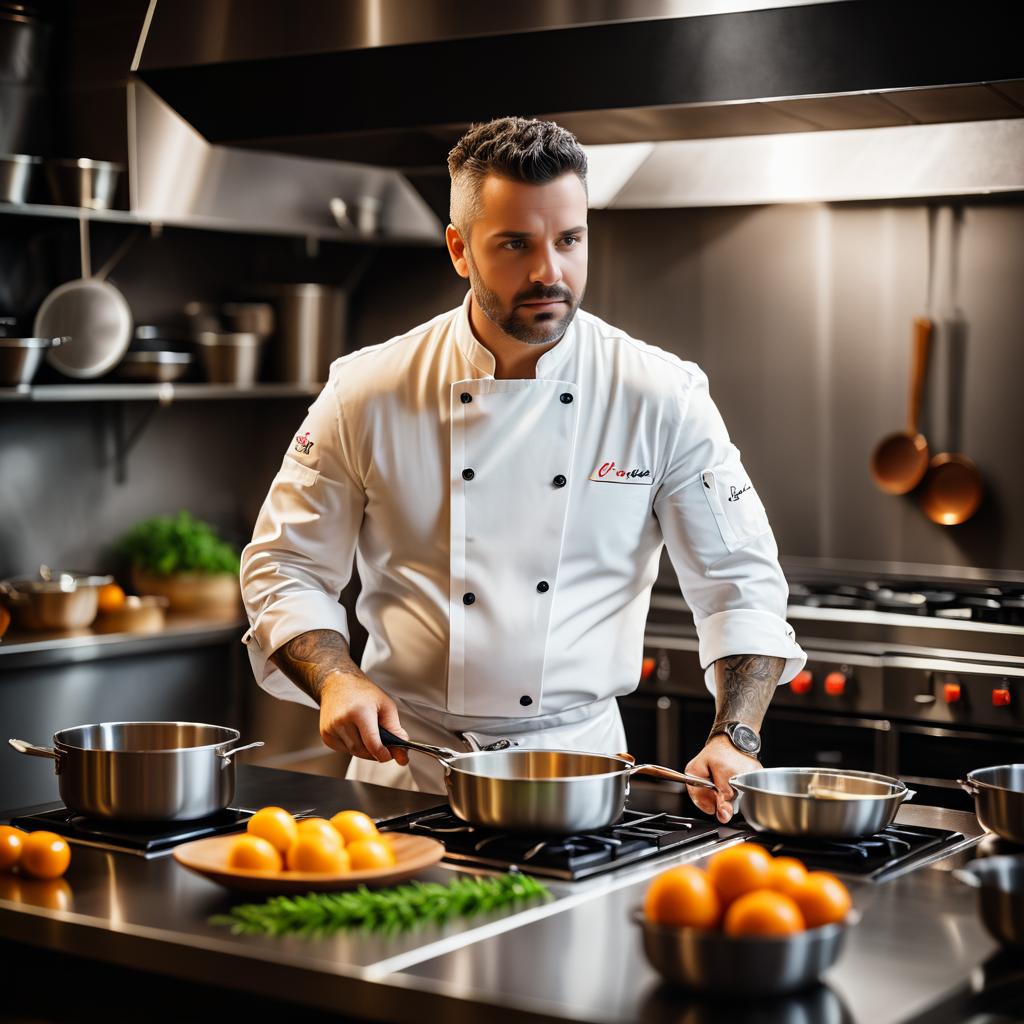 Skilled Chef Preparing Meal in Professional Kitchen