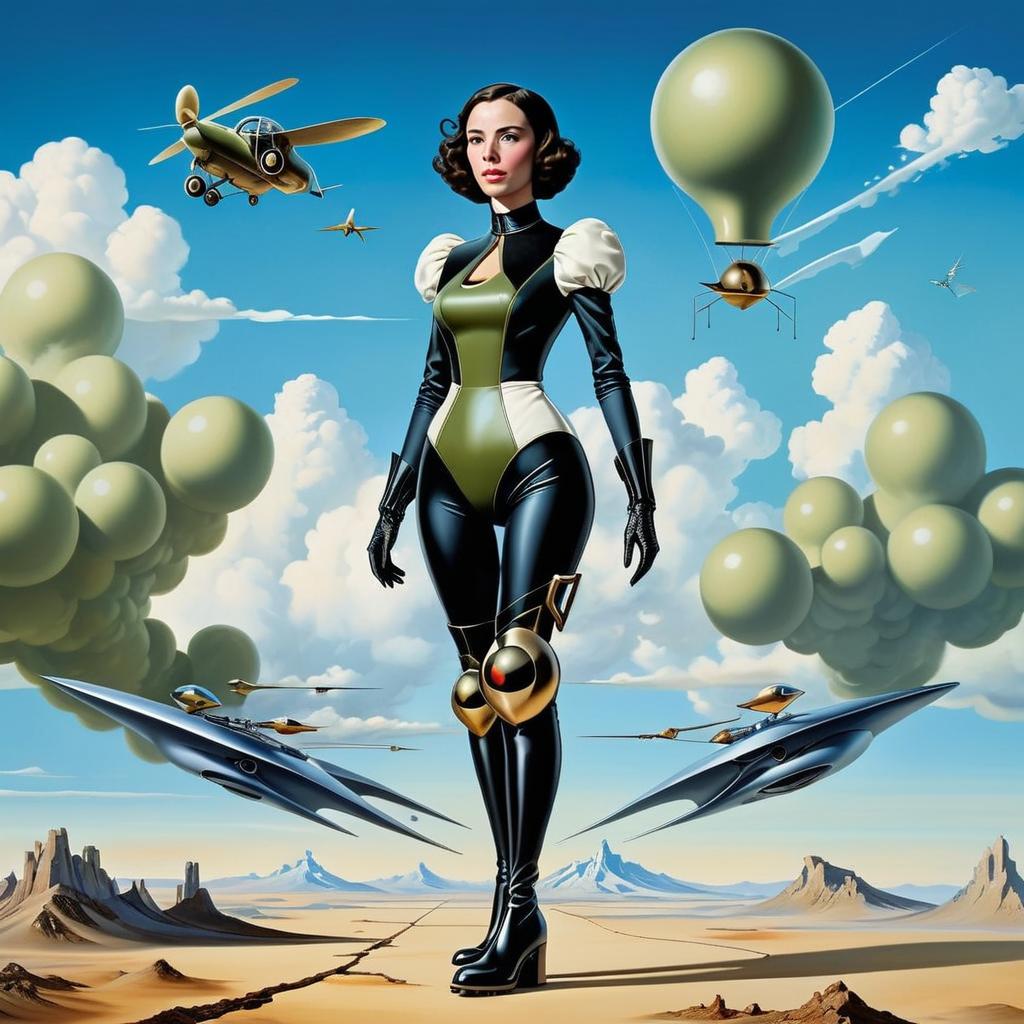 Futuristic Woman in Surreal Desert Landscape Futuristic Woman in Surreal Desert Landscape