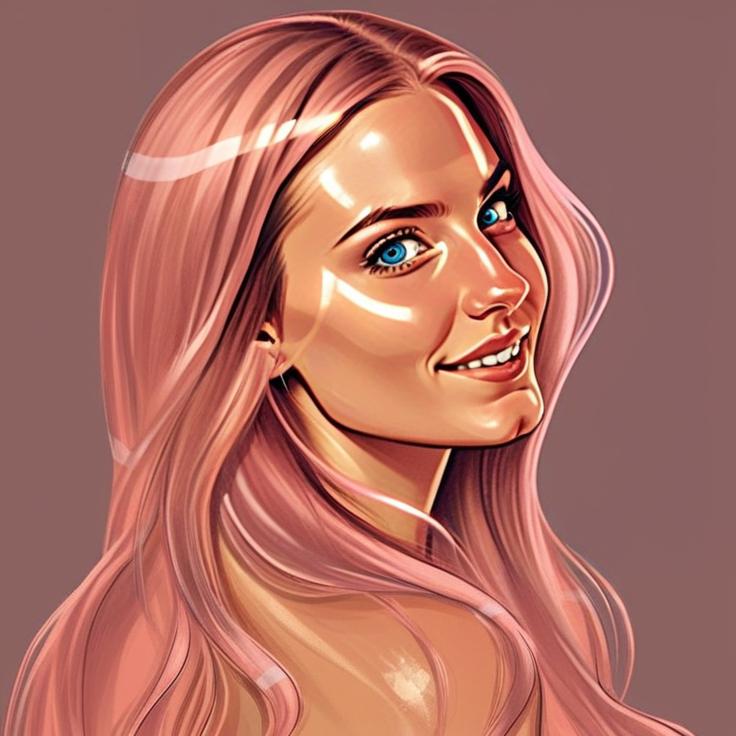 Smiling Woman with Pink Hair and Blue Eyes Smiling Woman with Pink Hair and Blue Eyes