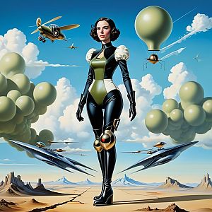 Futuristic Woman in Surreal Desert Landscape
