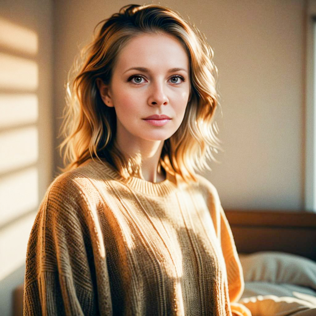 Serene Woman in Cozy Sweater