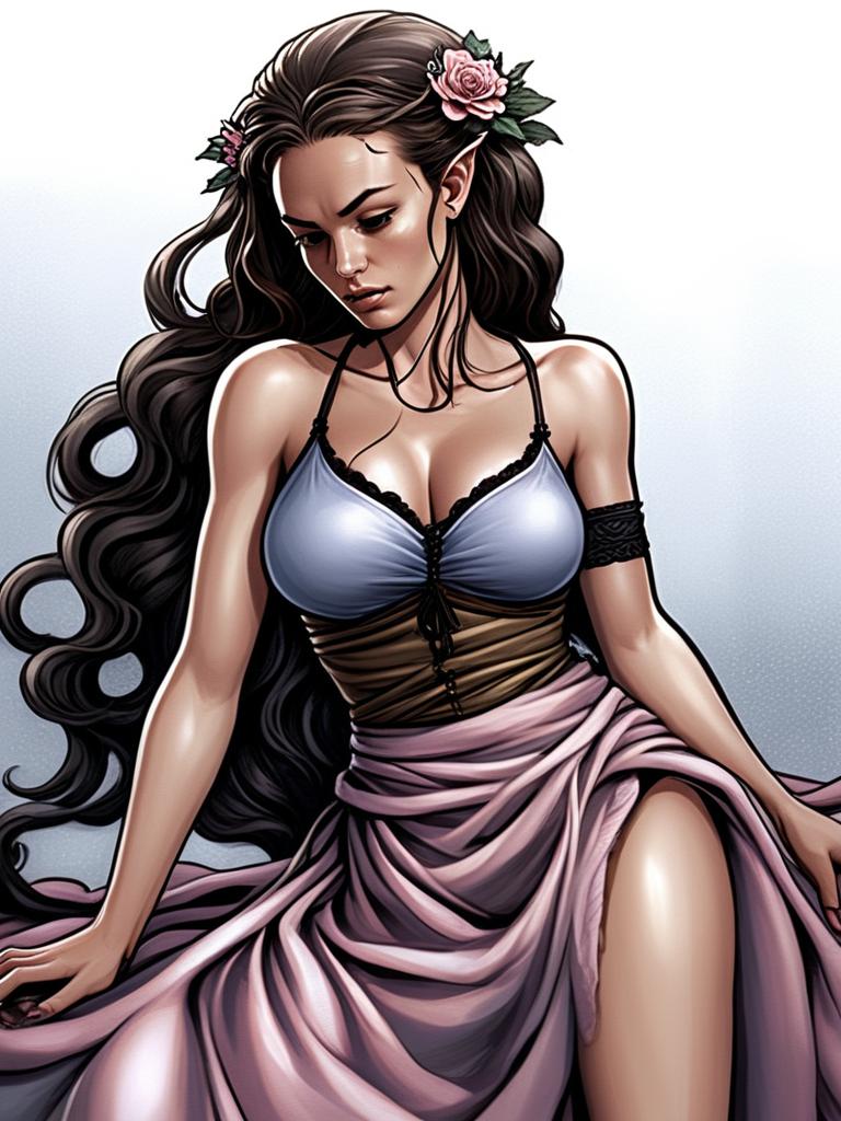 Stylized Woman with Roses and Corset Stylized Woman with Roses and Corset