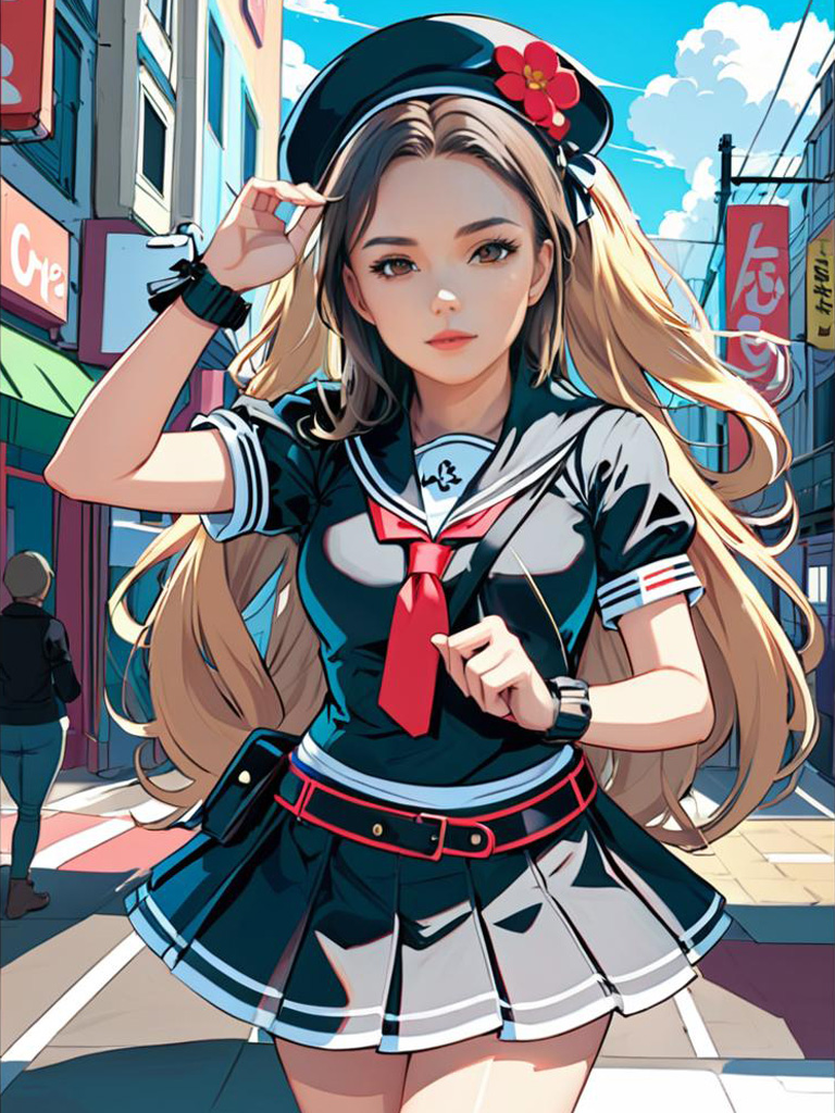 Stylish Anime Character in City