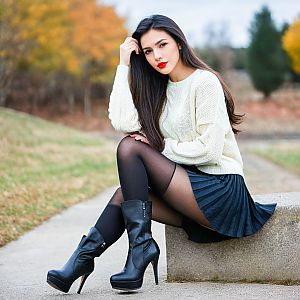 Stylish Woman in Autumn Foliage
