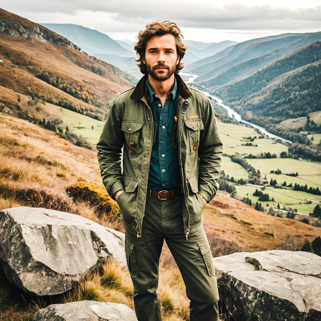 Stylish Man in Rugged Landscape