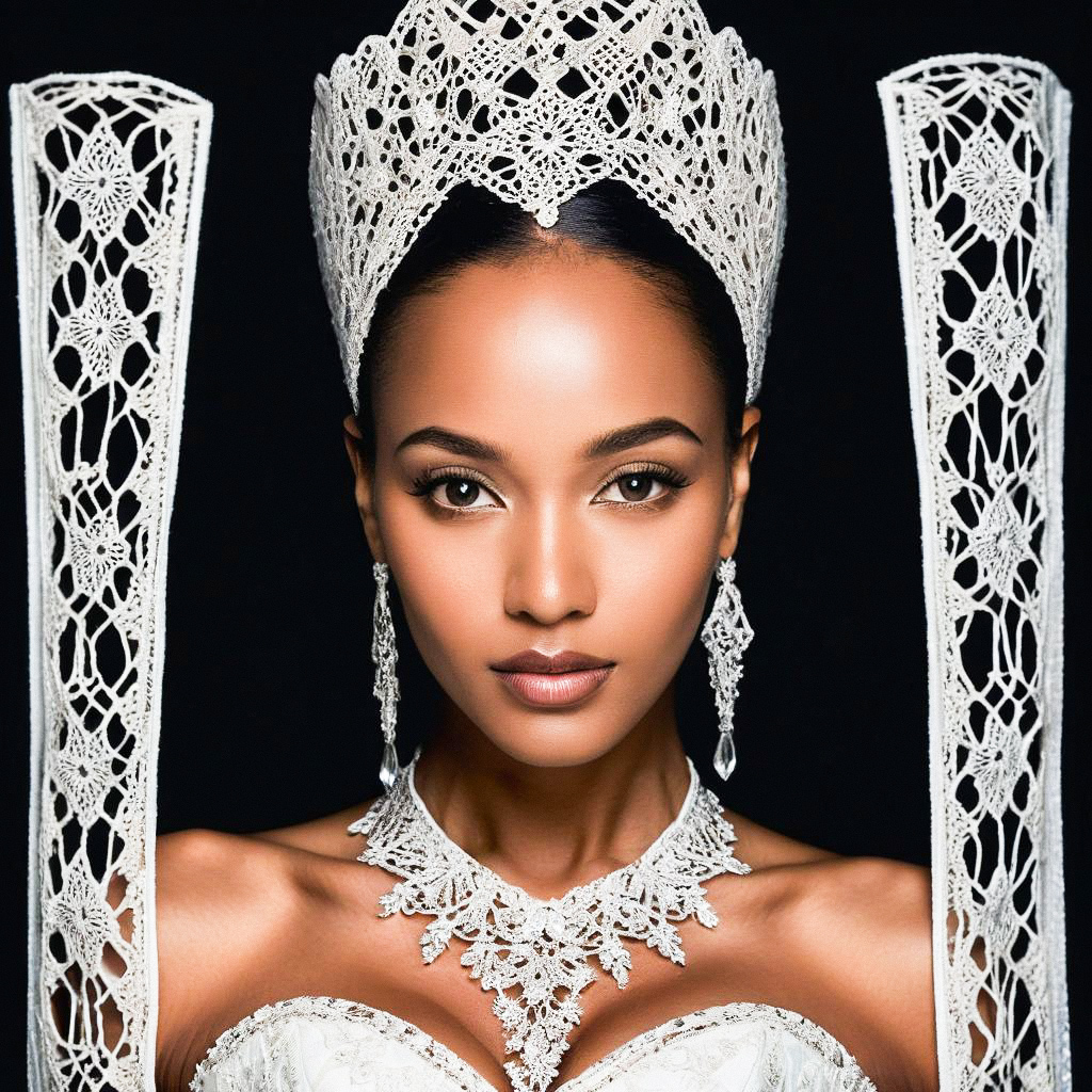 Elegant Woman with Lace Crown and Accessories