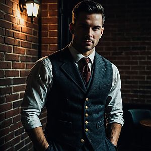 Confidently Dressed Man in Vintage Setting