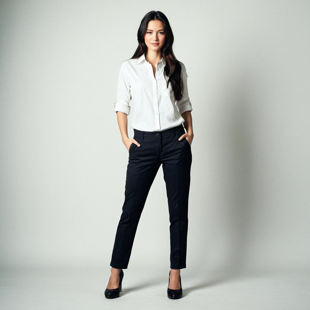 Confident Woman in Smart Casual Outfit Confident Woman in Smart Casual Outfit