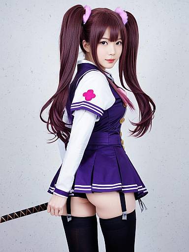 Arisaka Mashiro Anime-Inspired School Uniform Cosplay with Katana