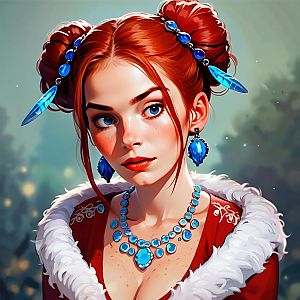 Young Woman with Red Hair in Fantasy Outfit