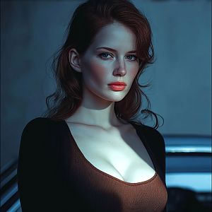 Portrait of Red-Haired Woman in Cinematic Lighting