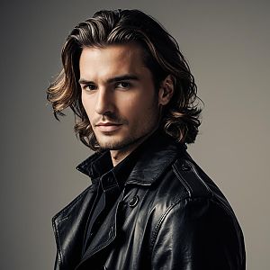 Confident Young Man in Leather Jacket
