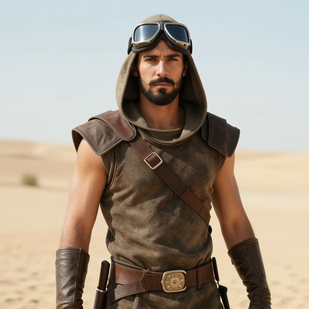 Post-Apocalyptic Desert Warrior with Aviator Goggles