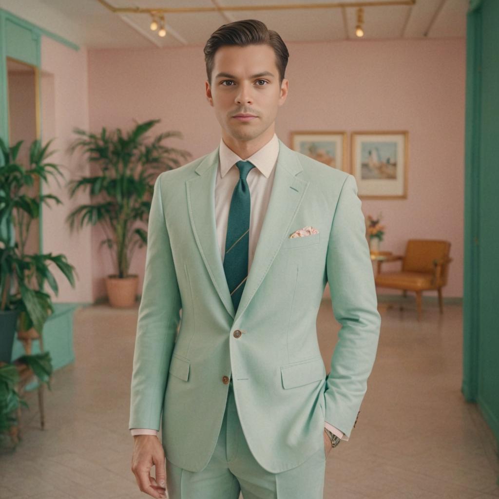 Dapper Man in Retro Pastel Setting