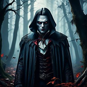 Menacing Figure in Dark Forest