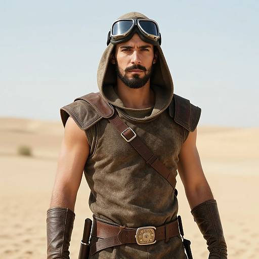 Post-Apocalyptic Desert Warrior with Aviator Goggles
