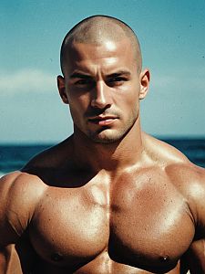 Muscular Man Portrait by the Ocean