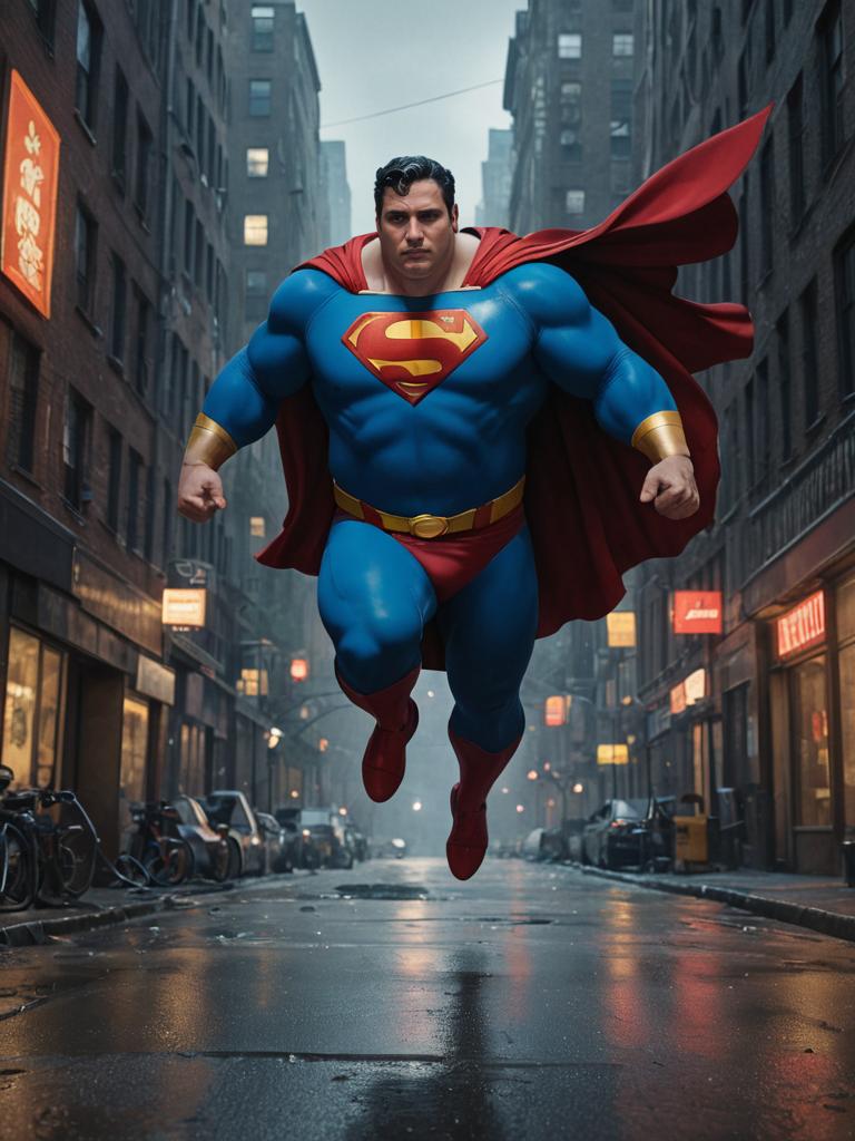 Hyperrealistic Superman Portrait in Urban Alley