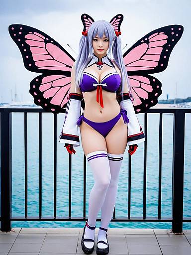 Dunkerque Azur Lane Cosplay with Butterfly Wings by the Water