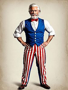 Confident Elderly Man in Patriotic Costume