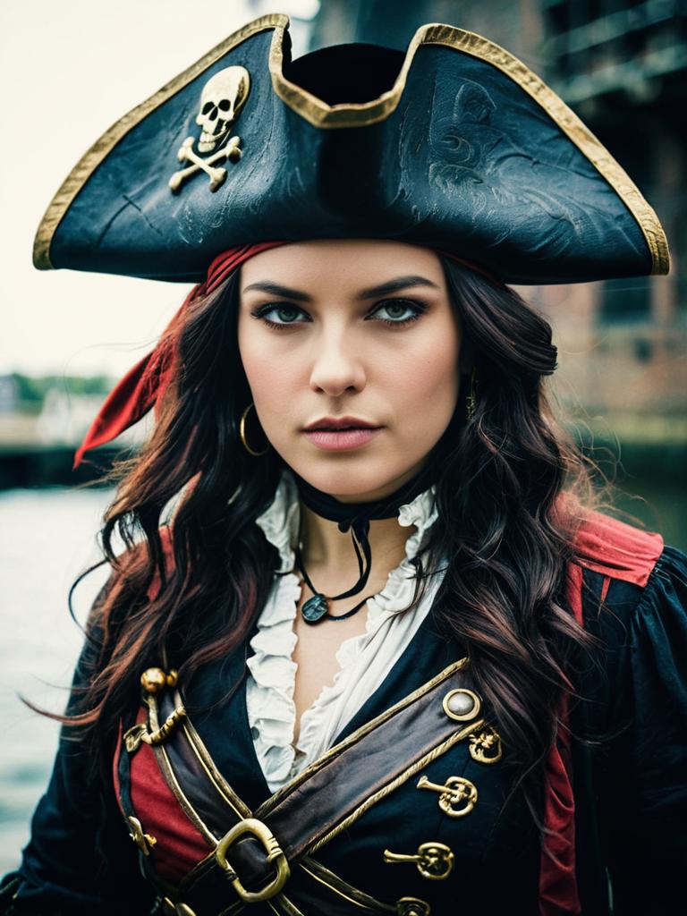 Woman in Detailed Pirate Costume Editorial Cosplay Portrait