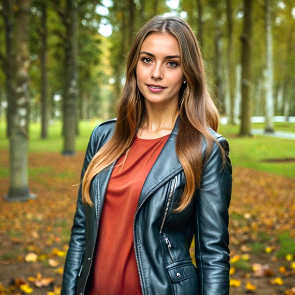 Confident Young Woman in Autumn Landscape