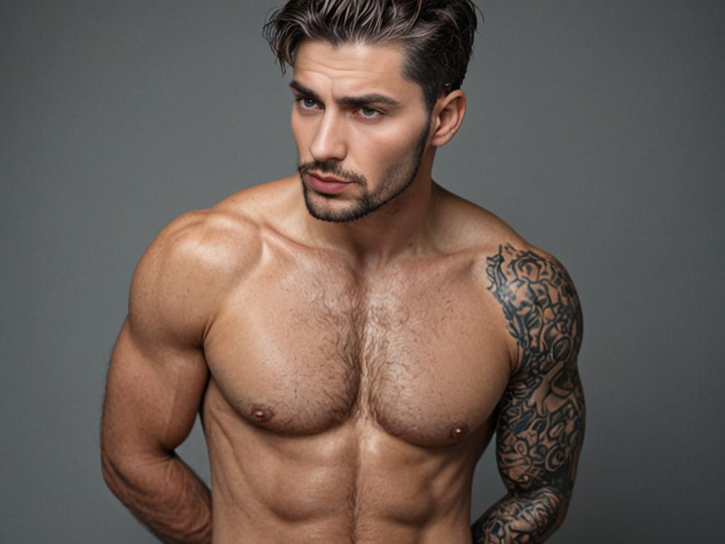 Muscular Man with Tribal Tattoo