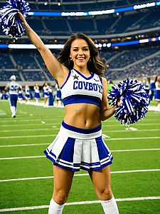 Cheerleader Performing on Football Field