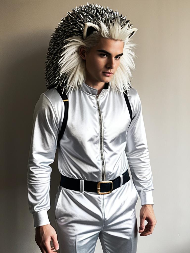 Man Wearing Realistic Silver the Hedgehog Archie Cosplay Costume