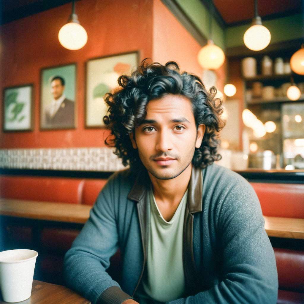 Thoughtful Man in Cozy Café